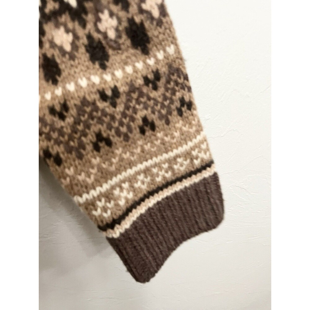 SEA NEW YORK Brown 100% Wool Fair Isle Knit Long Sleeve Sweater Finja sz Small - Picture 9 of 11